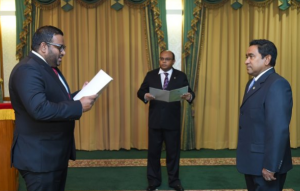 Ahmed Adeeb being sworn in as the Vice President - Source CNM